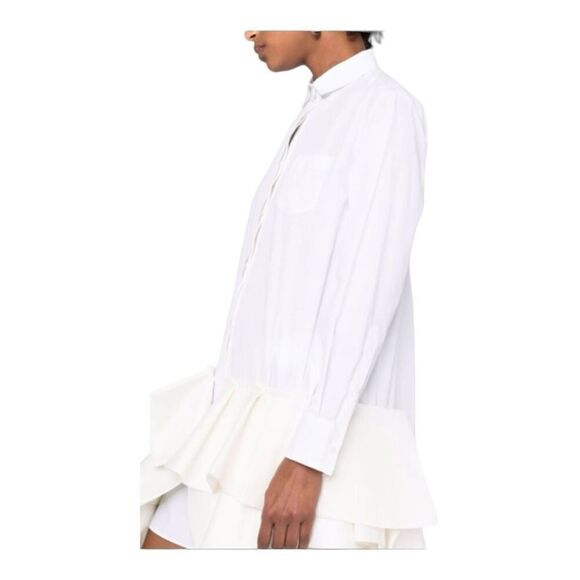 Sacai Mixed Media Atterley Cream Shirt Dress Size XL (4) - Picture 4 of 15